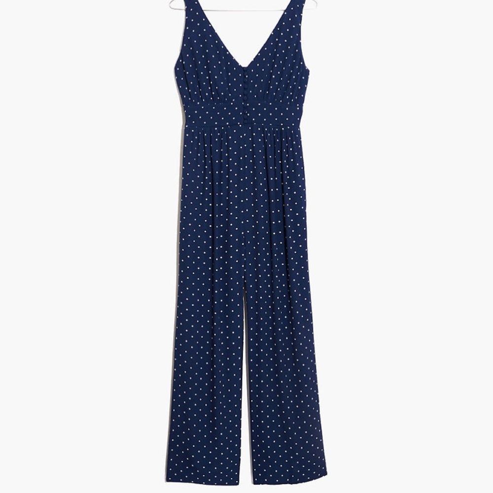 NWOT! Madewell Polka Dot V-Back Wide-Leg Jumpsuit
